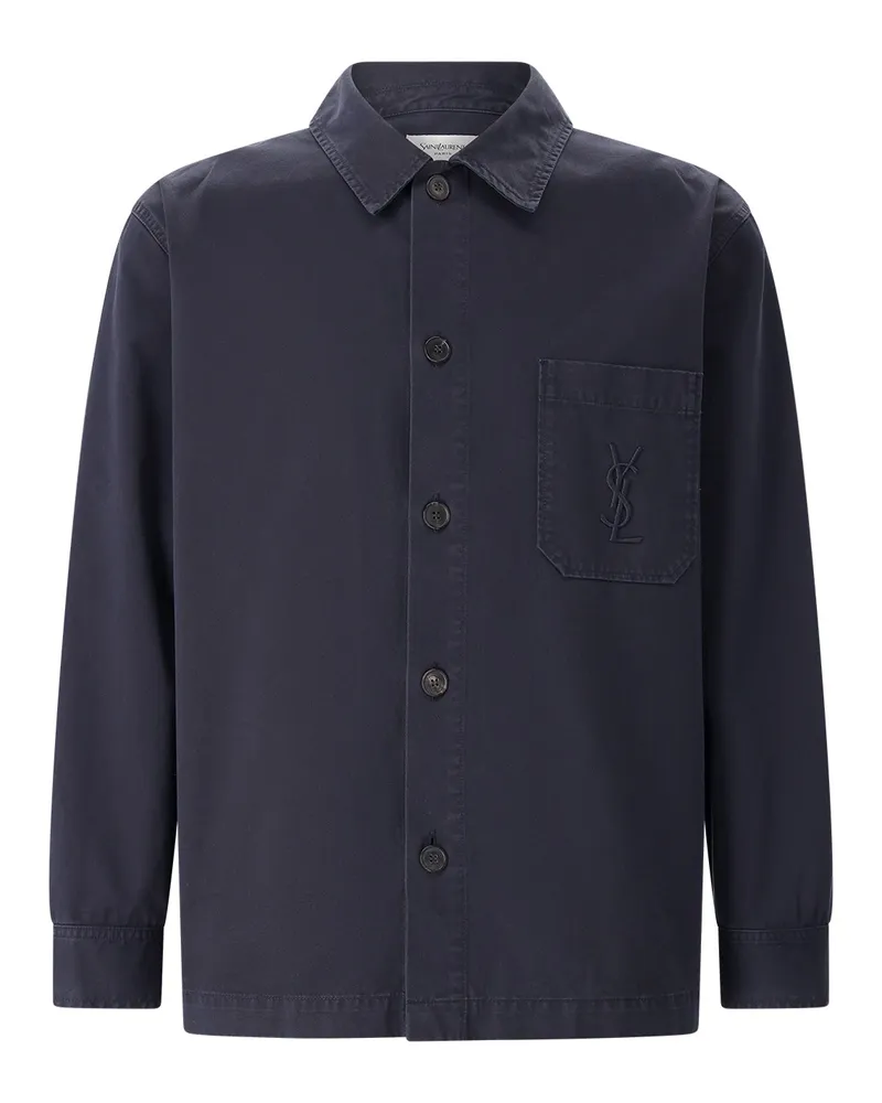 Saint Laurent Hemdjacke mit Logo Dunkelblau
