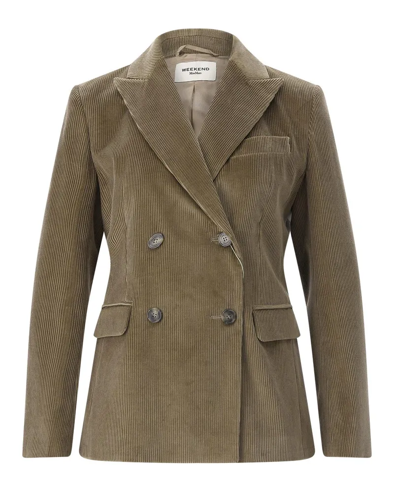Max Mara Blazer aus Baumwoll-Mix Graugrün