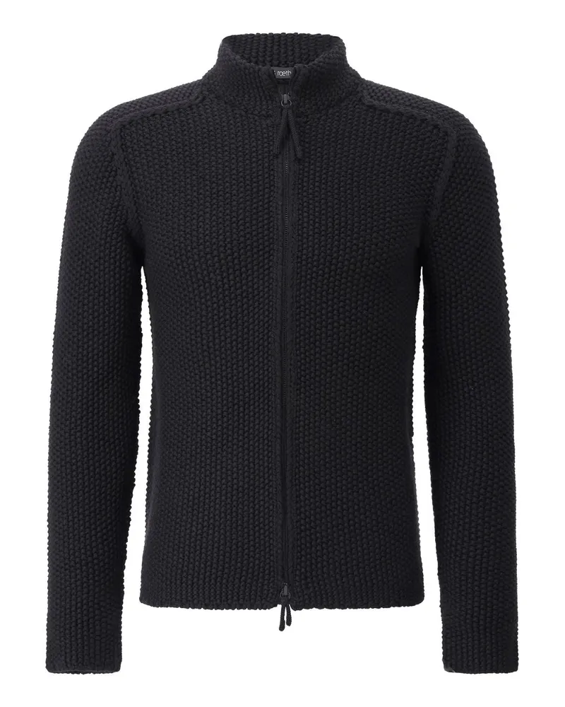 Hannes Roether Strickjacke aus Schurwolle Schwarz