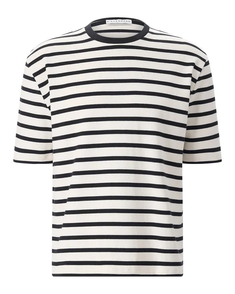 KIEFERMANN Gestreiftes T-Shirt Bernodino Schwarz