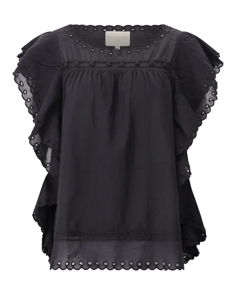 Stella Forest Blusenshirt Jayna mit Stickerei Schwarz