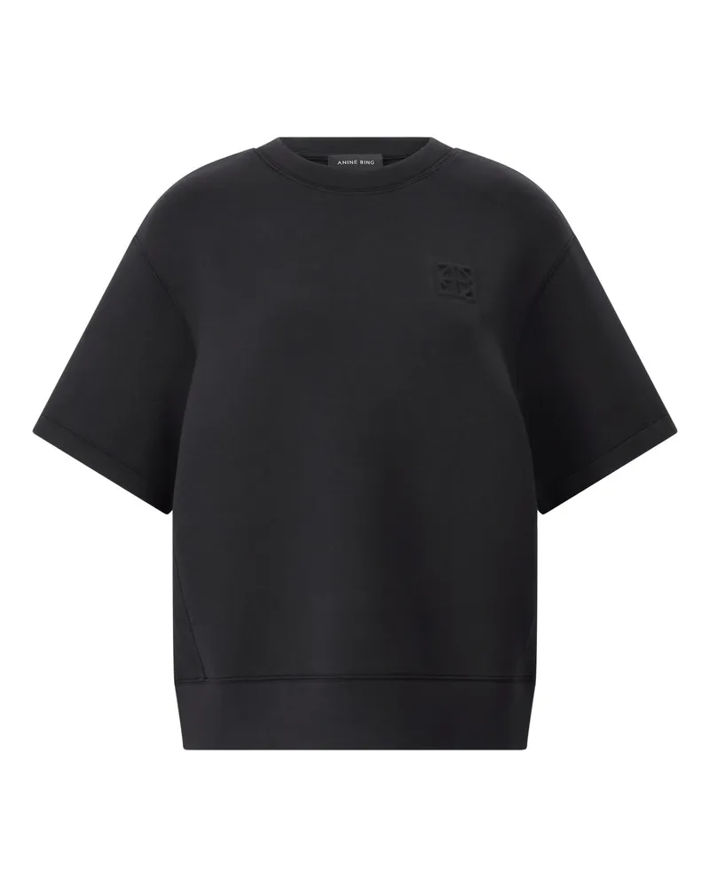 Anine Bing Sweatshirt Jadon mit kurzen Ärmeln Schwarz