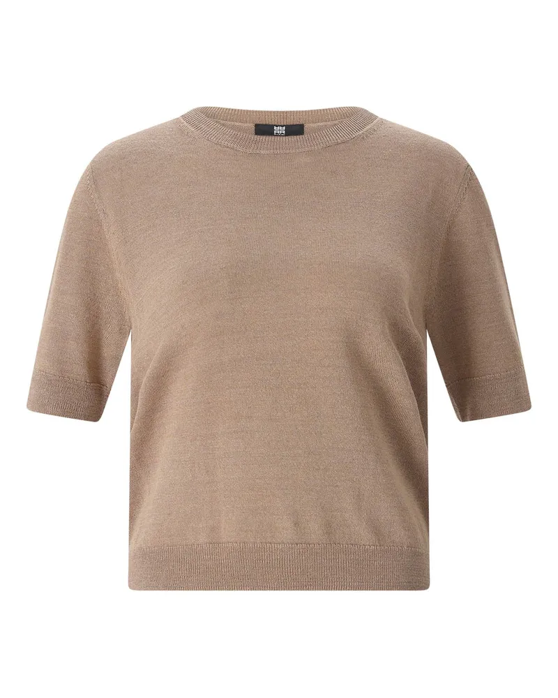 Riani Kurzarm-Pullover aus Leinenmix Braun