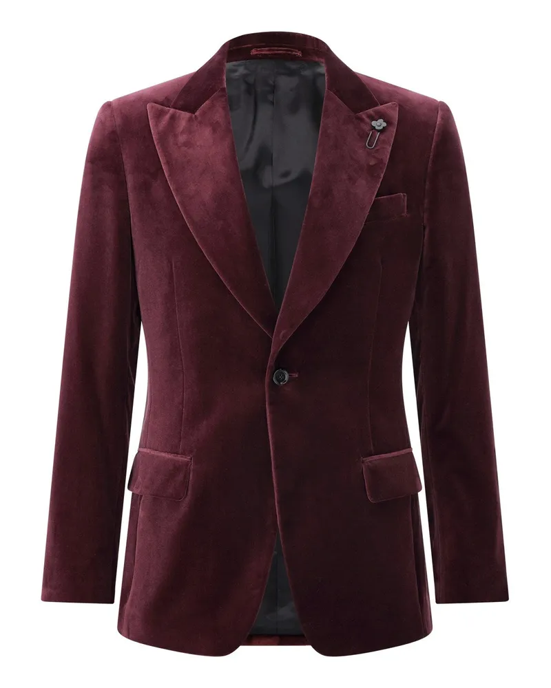 LARDINI Slim-Fit Sakko aus Samt Dunkelrot