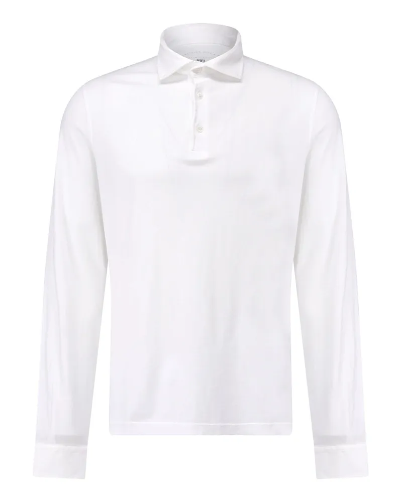 Fedeli Langarm-Poloshirt aus Baumwolle Weiß