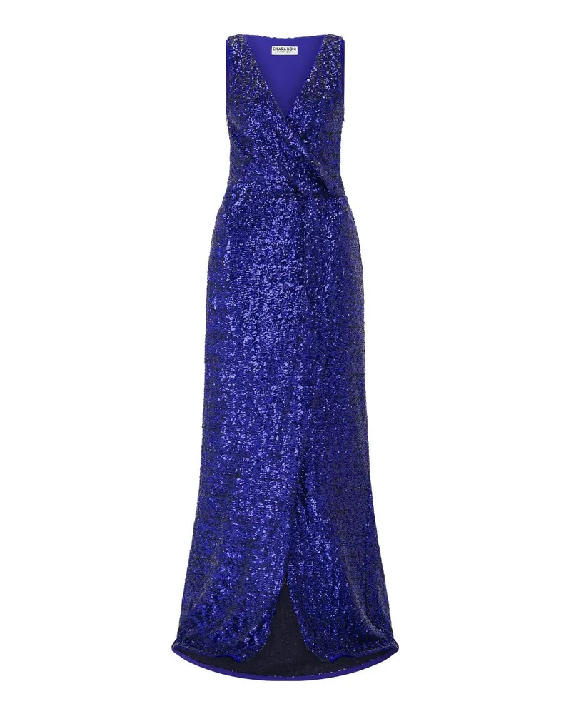 Chiara Boni Langes Abendkleid mit Pailletten Blau