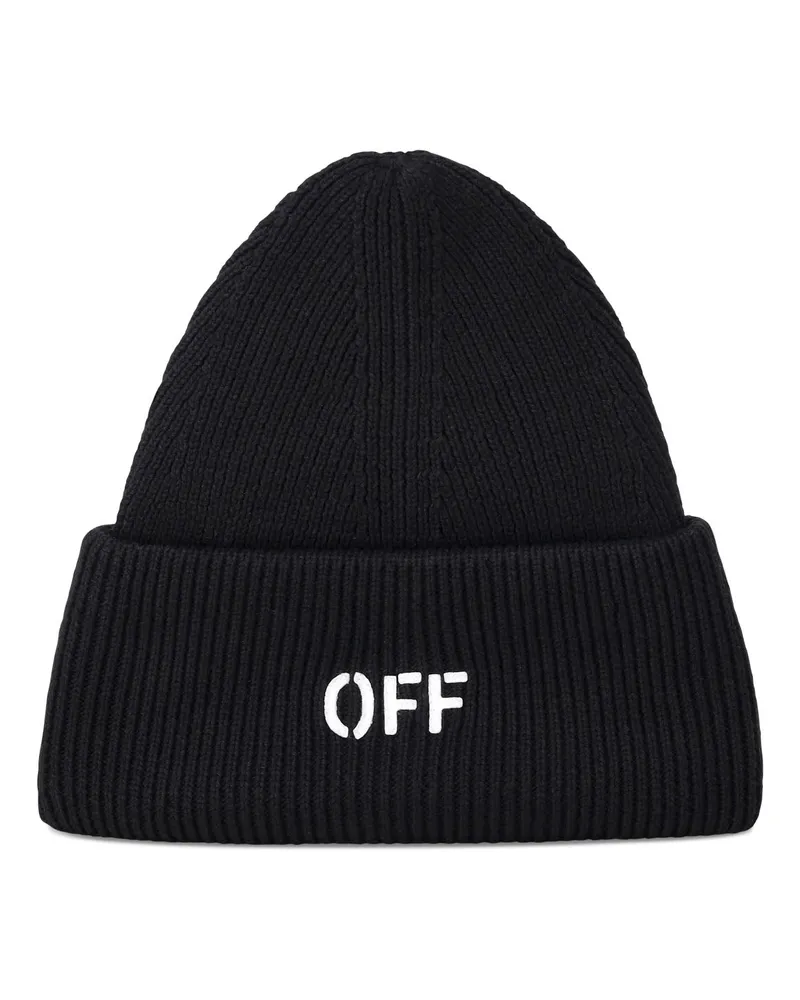 OFF-WHITE Strickbeanie mit Logo Schwarz