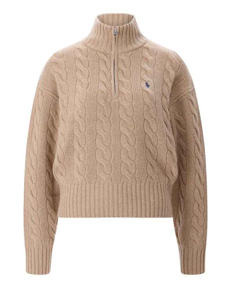 Ralph Lauren Pullover aus Kaschmir-Woll-Mix Hellbraun