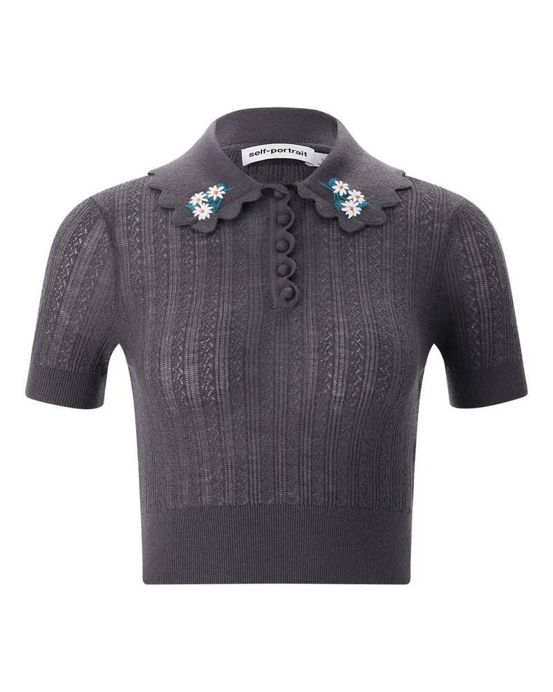 Self-Portrait Shirt aus Strick Dunkelgrau