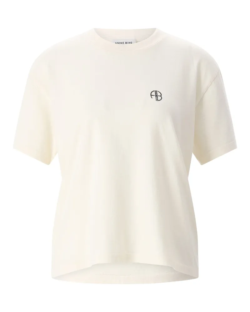 Anine Bing T-Shirt mit Print Creme