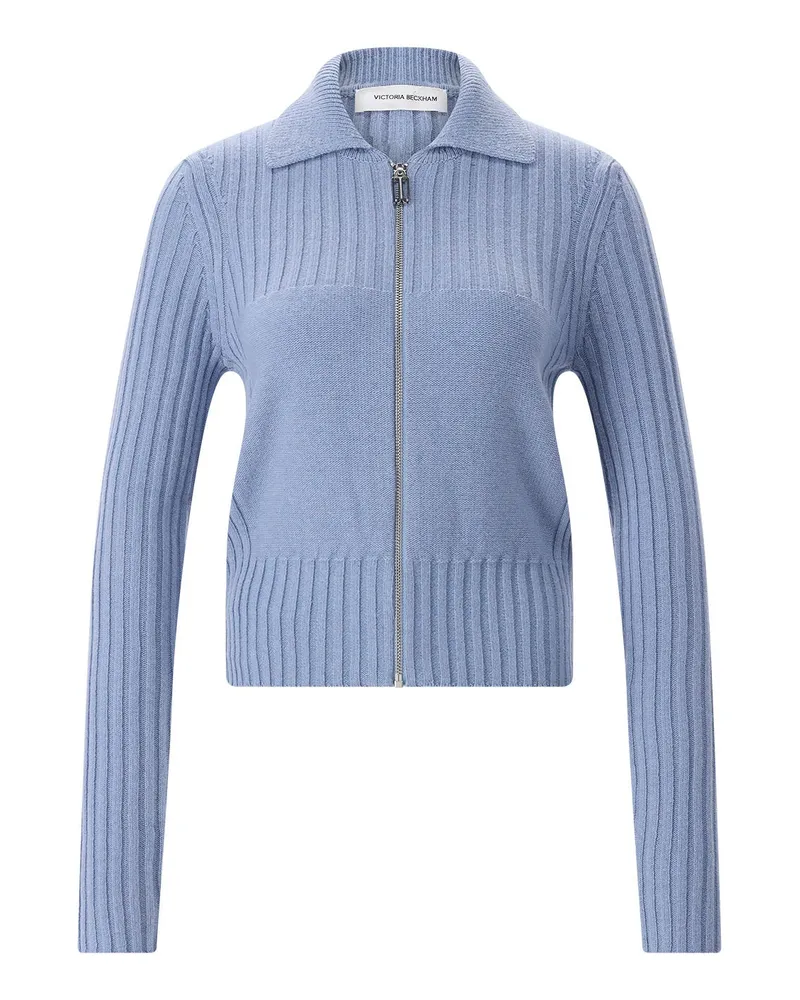 Victoria Beckham Strickjacke aus Merinowolle-Kaschmir-Mix Hellblau