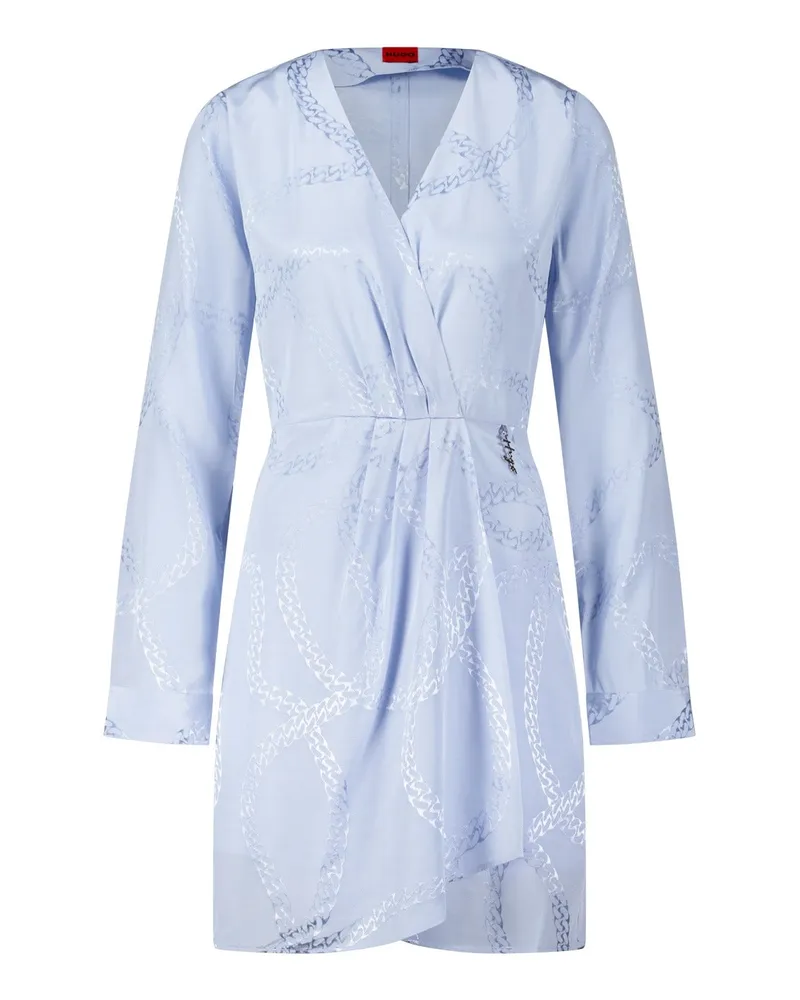HUGO BOSS Mini-Kleid Kanelo mit Wickeloptik Hellblau