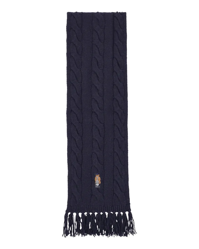 Ralph Lauren Schal aus Zopfstrick Dunkelblau