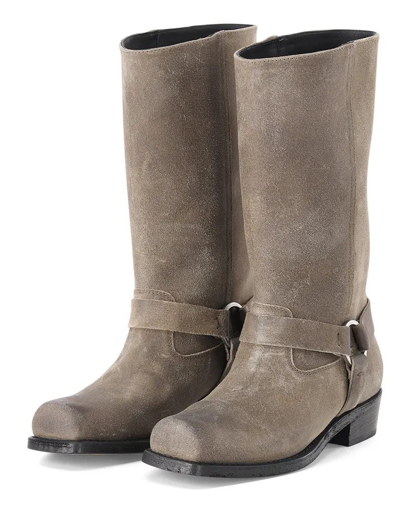 Golden Goose Bikerstiefel aus Veloursleder Beige