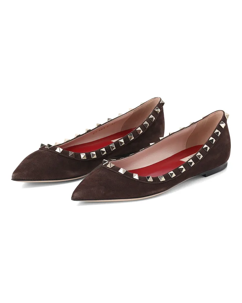 Valentino Garavani Ballerinas aus Leder Dunkelbraun