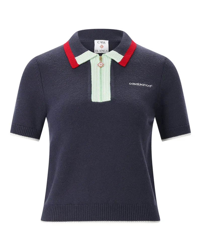 Casablanca Paris Gestricktes Poloshirt aus Merinowolle Navy