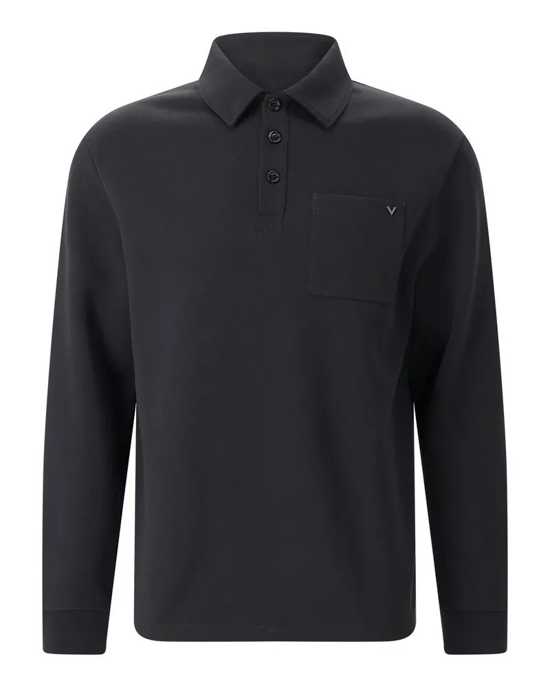 Valentino Garavani Langarm Poloshirt aus Baumwoll-Mix Schwarz