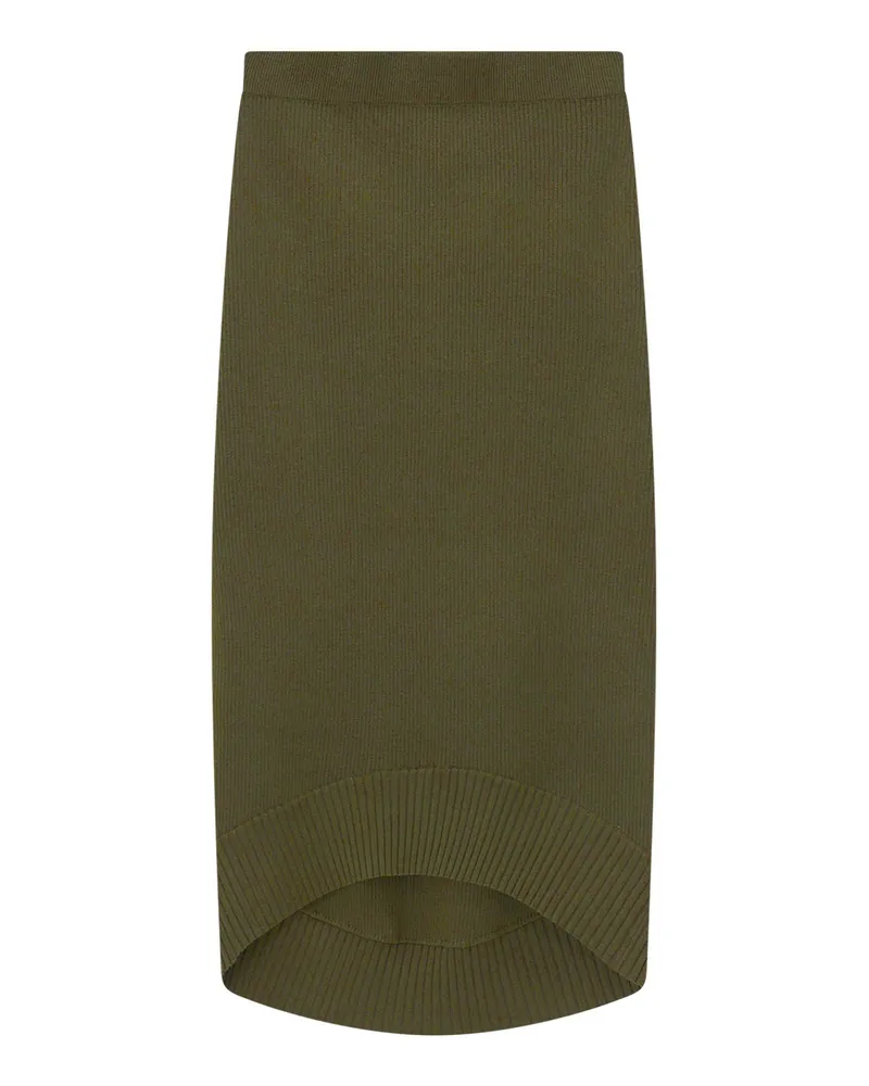 Victoria Beckham Midirock aus Merinowoll-Mix Graugrün