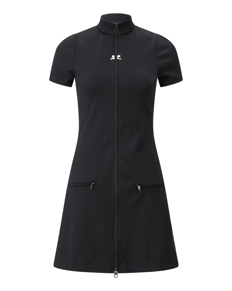 Courrèges Slim-Fit Minikleid aus Jersey Schwarz