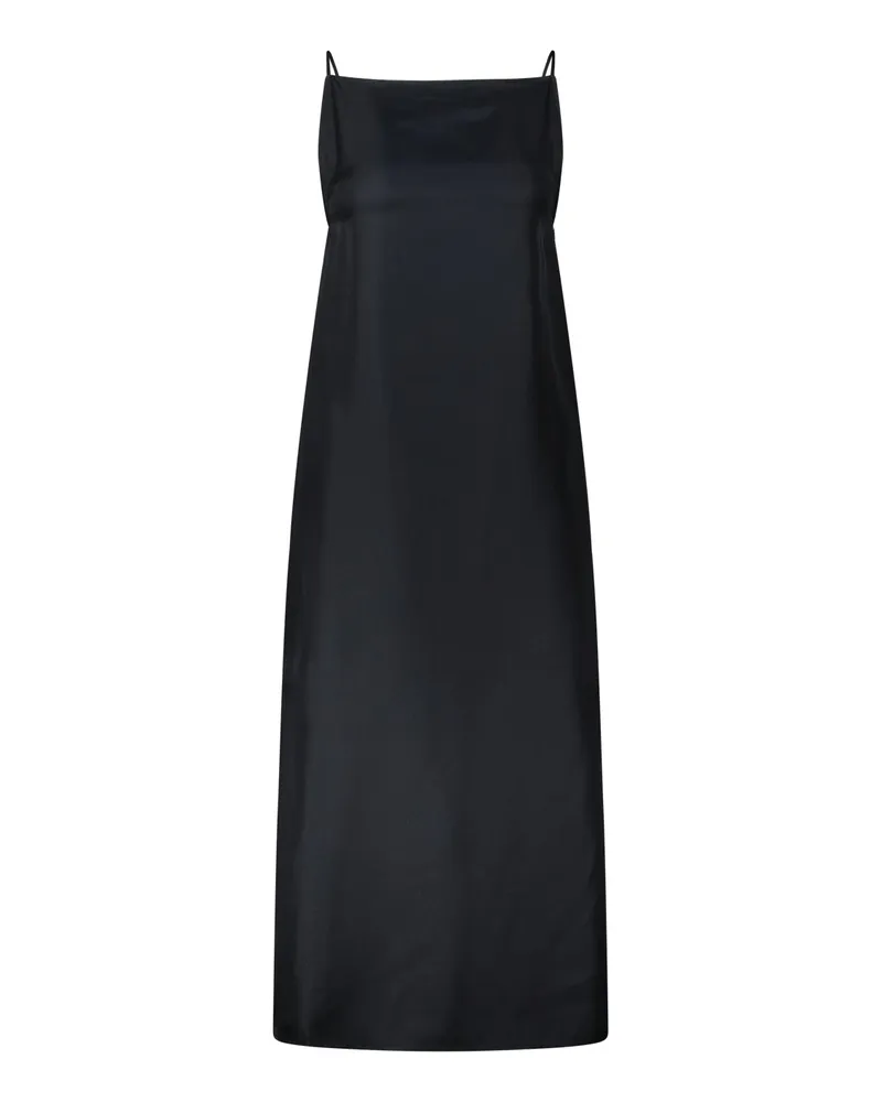 LOULOU Twill-Kleid Sulum aus Seide Schwarz