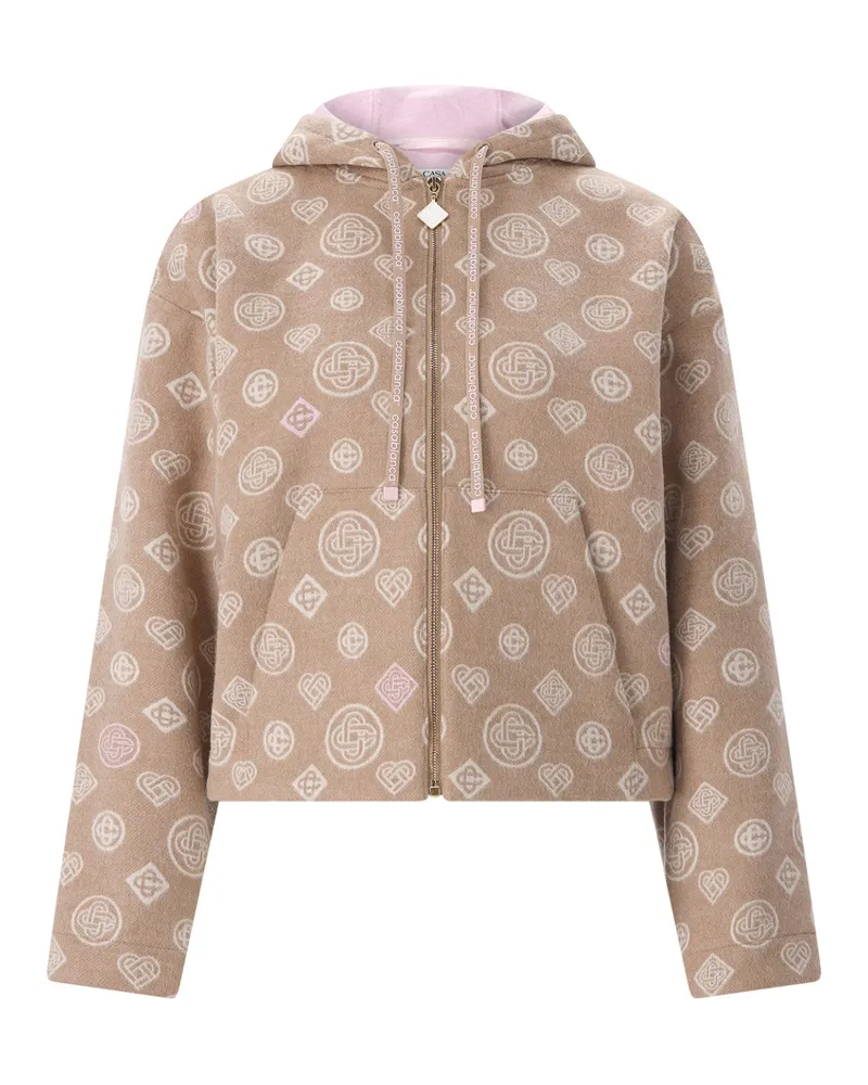 Casablanca Paris Kapuzenjacke aus Schurwolle Hellbraun
