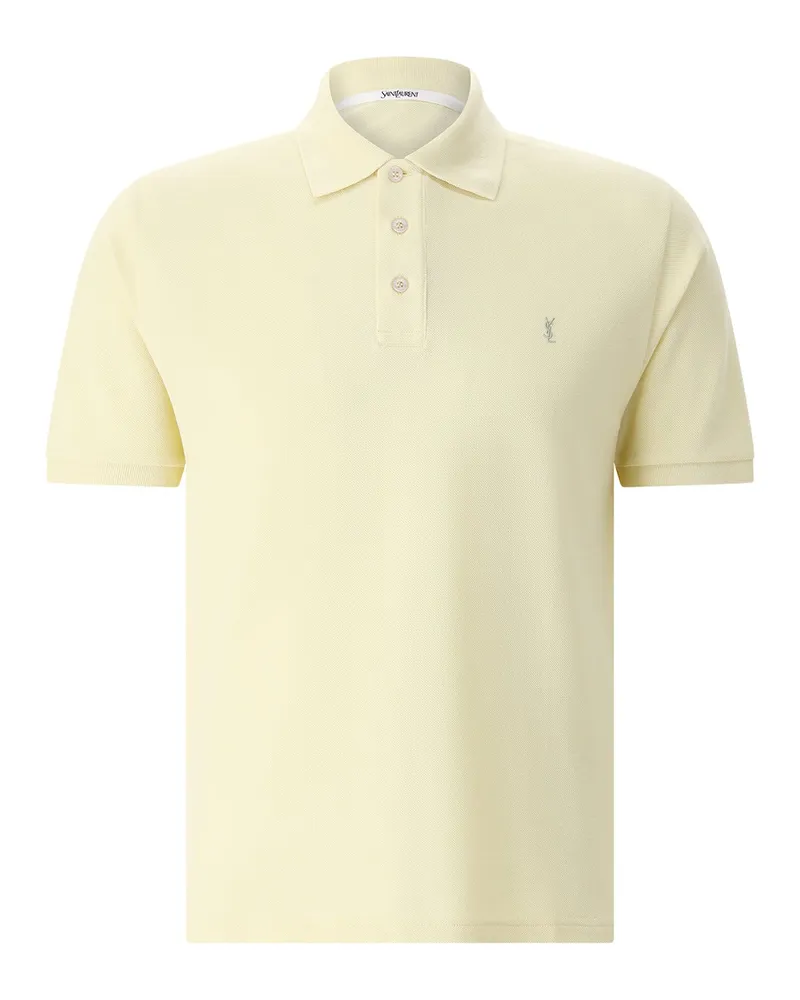 Saint Laurent Poloshirt mit Logo Hellgelb
