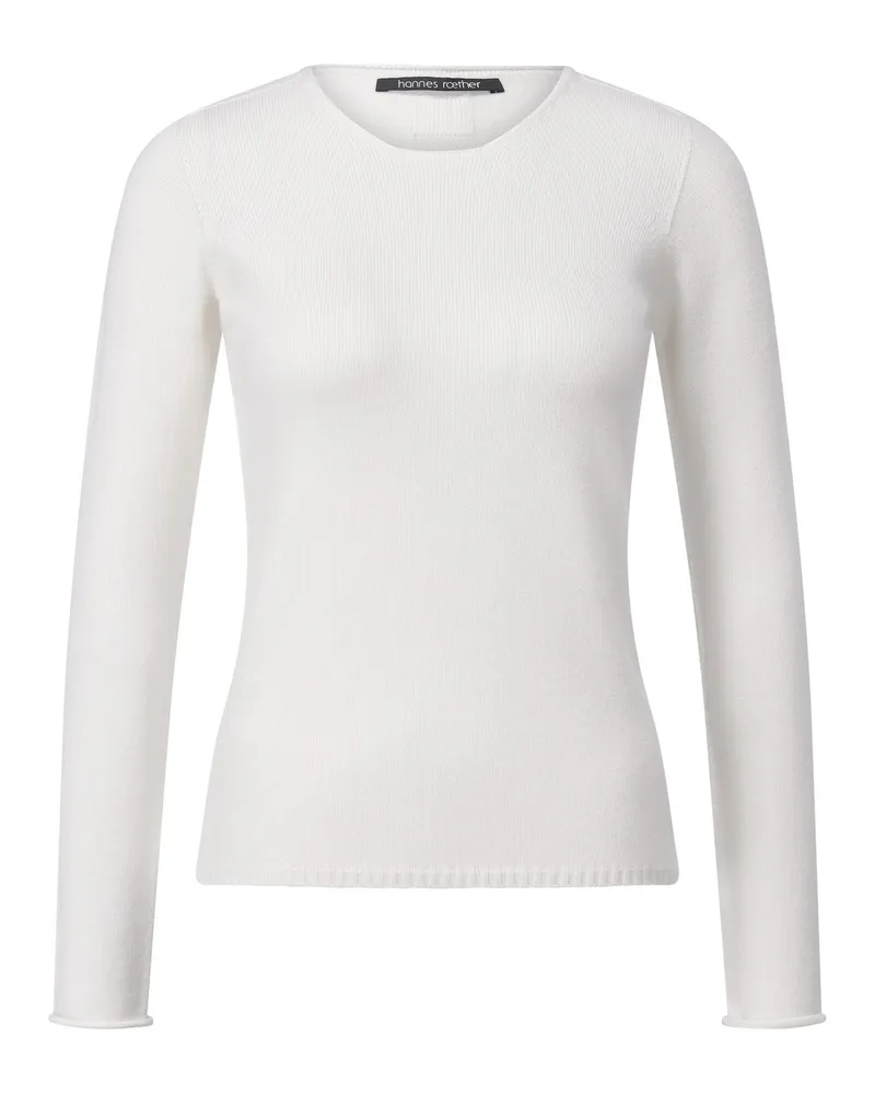 Hannes Roether Strickpullover mit Rundhalsausschnitt Weiß