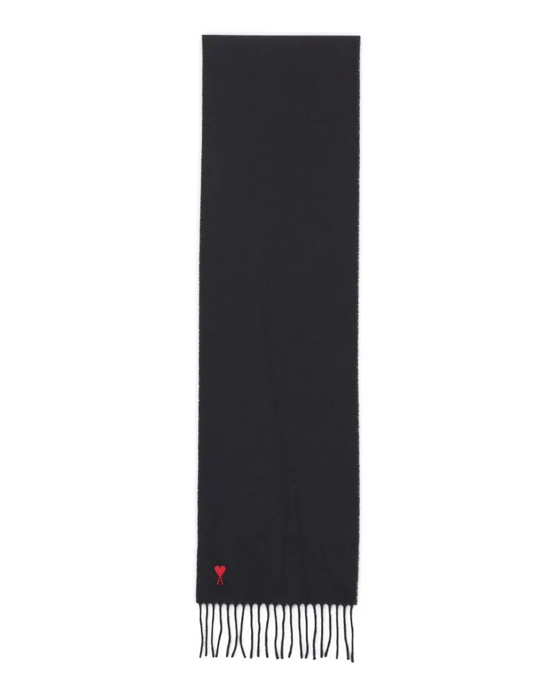 AMI Paris Wollschal mit Logo Schwarz