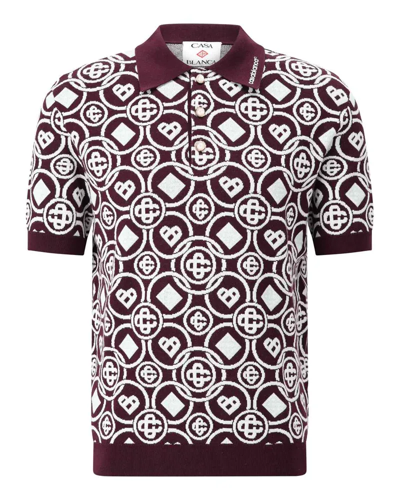 Casablanca Paris Poloshirt mit Allover-Logo Lila