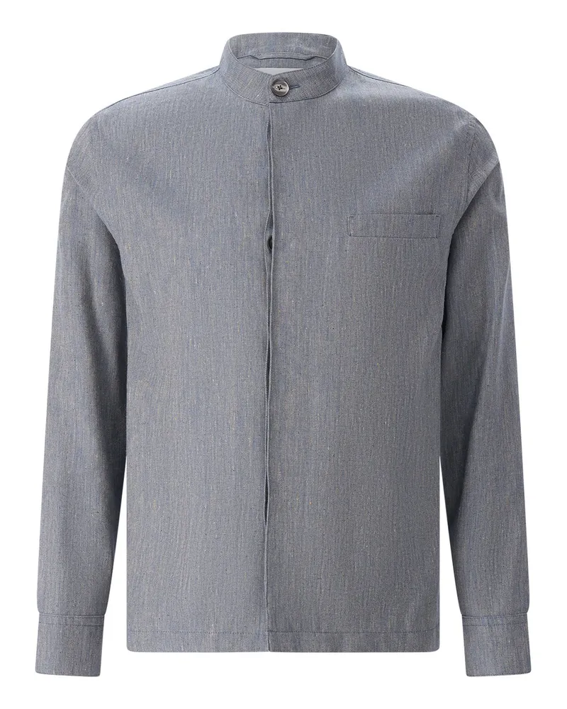 Caruso Overshirt mit Seide & Leinen Blau