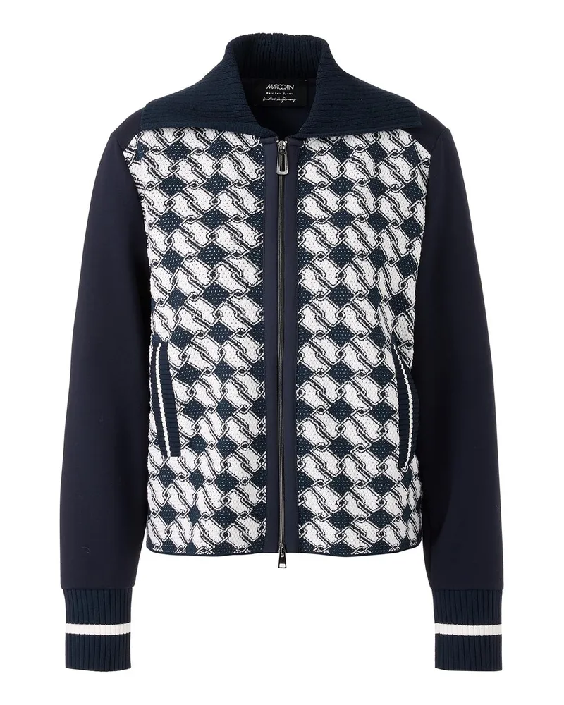 Marc Cain Feinstrickjacke mit Muster Dunkelblau