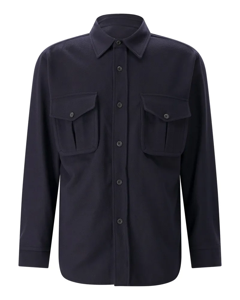 Caruso Overshirt aus Wolle Dunkelblau