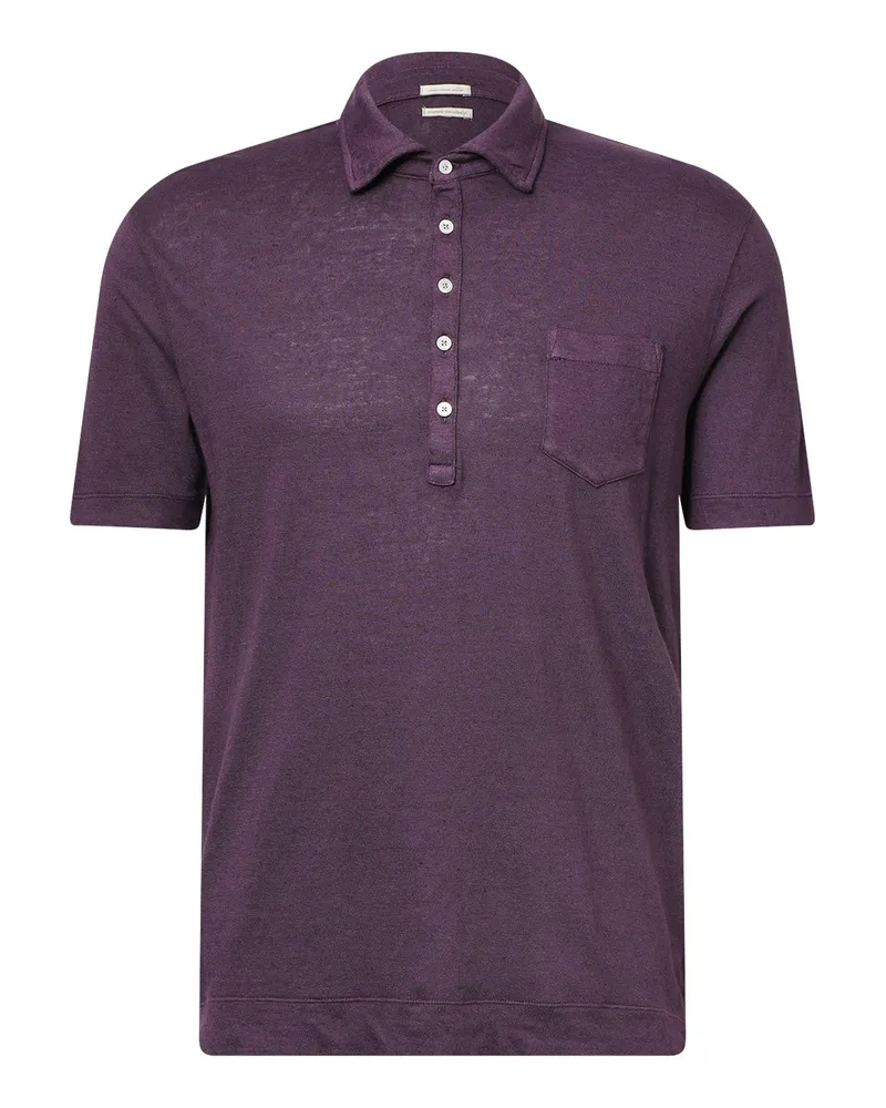 Massimo Alba Poloshirt aus Leinenmix Lila