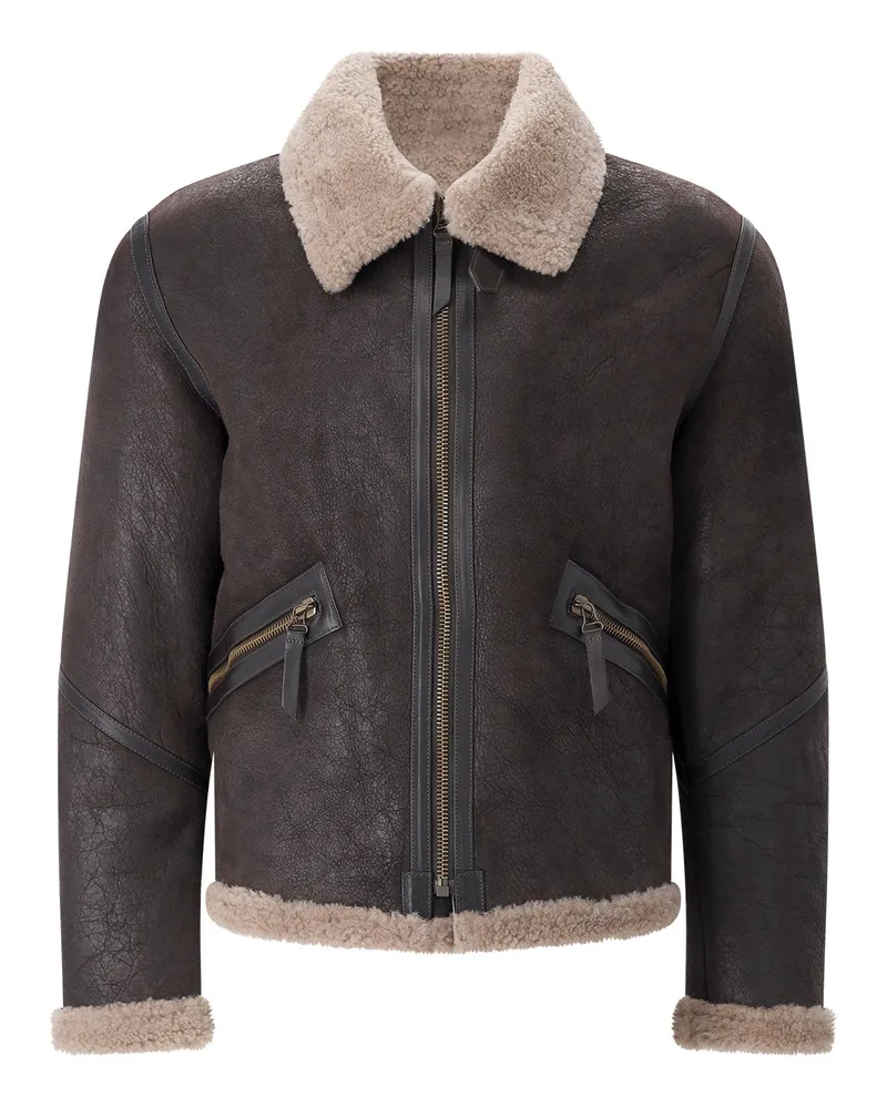 Belstaff Jacke Winterbrook mit Leder Dunkelbraun