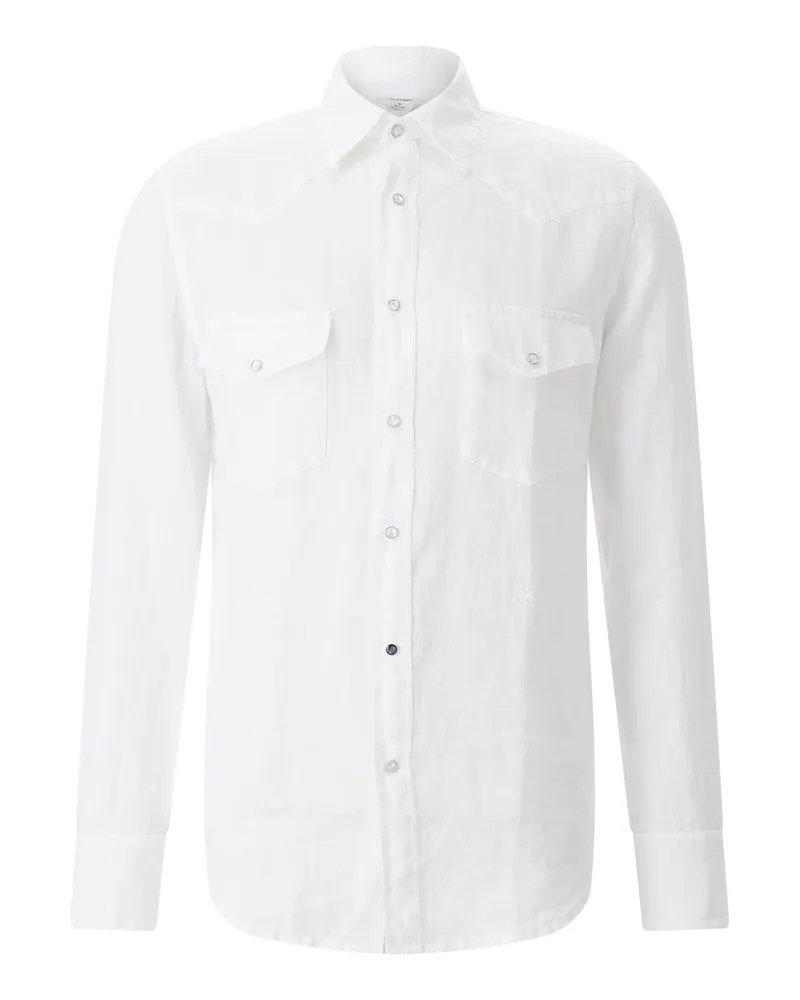 Jacob Cohën Hemd aus Leinen Resort Collection Weiß