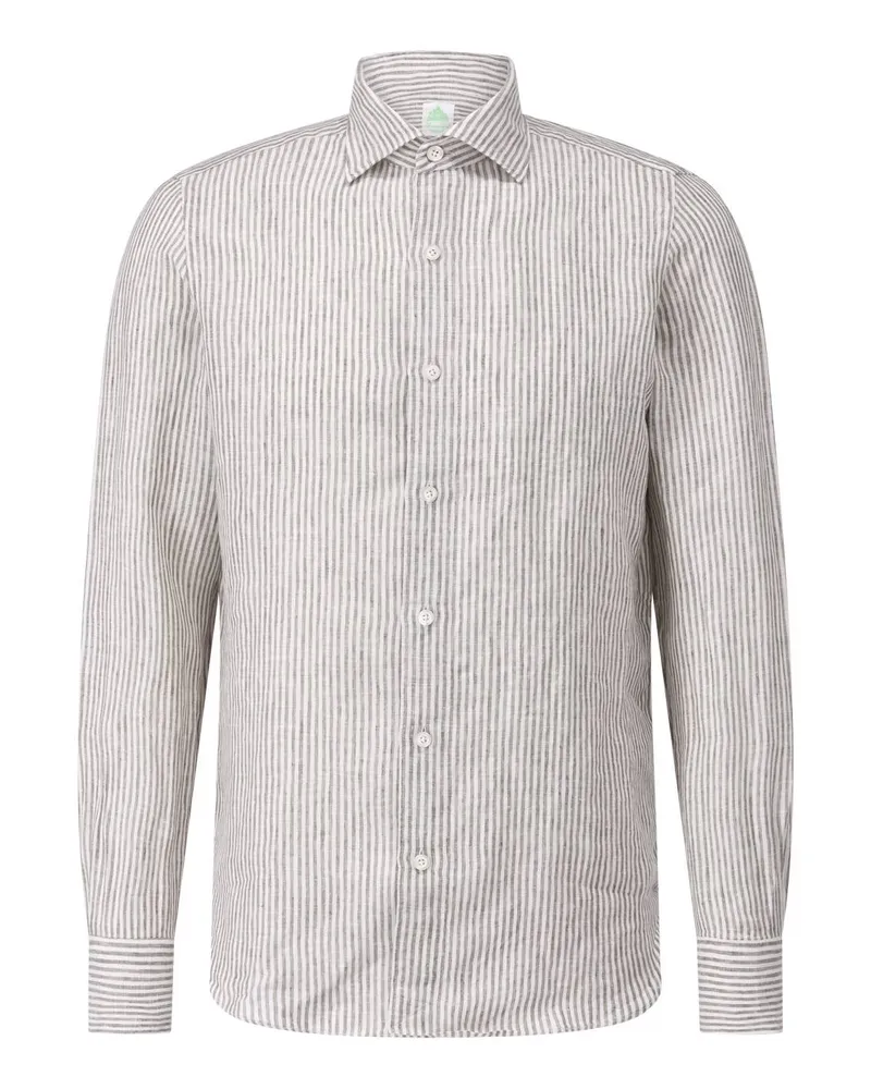 Finamore 1925 Leinen-Hemd Luigi Tokyo mit Streifen Beige