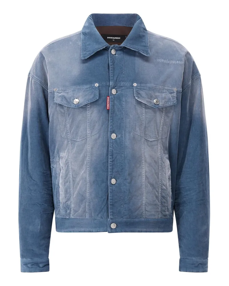 Dsquared2 Puffer Jacke aus Cord Blau