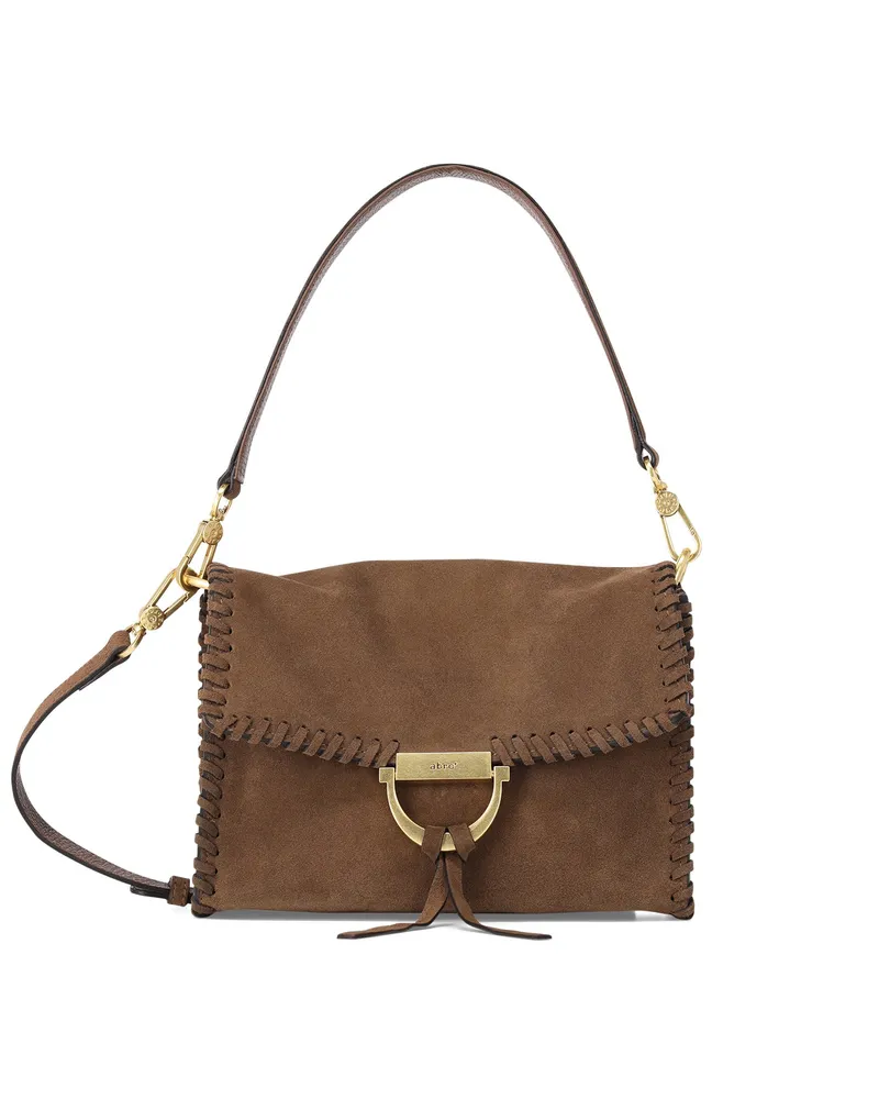 Abro Schultertasche Temi aus Veloursleder Braun