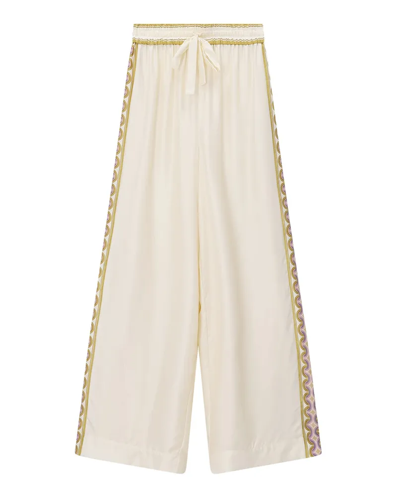 Zimmermann Weite Hose Luna aus Seide Beige