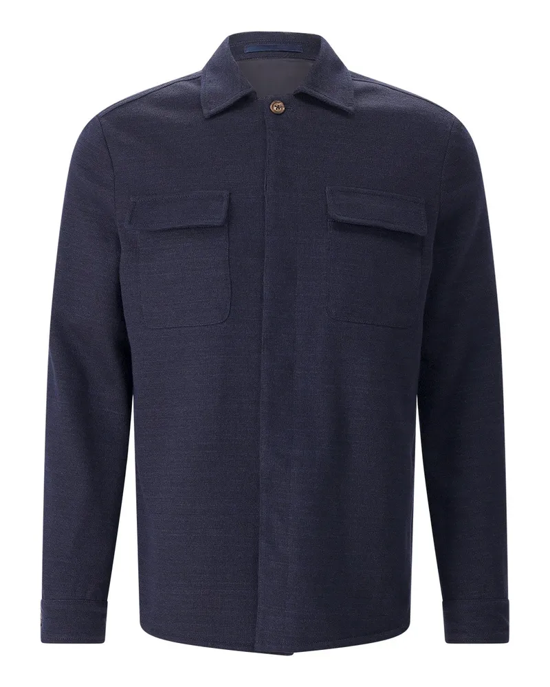 Eleventy Overshirt aus Baumwolle & Leinen Navy
