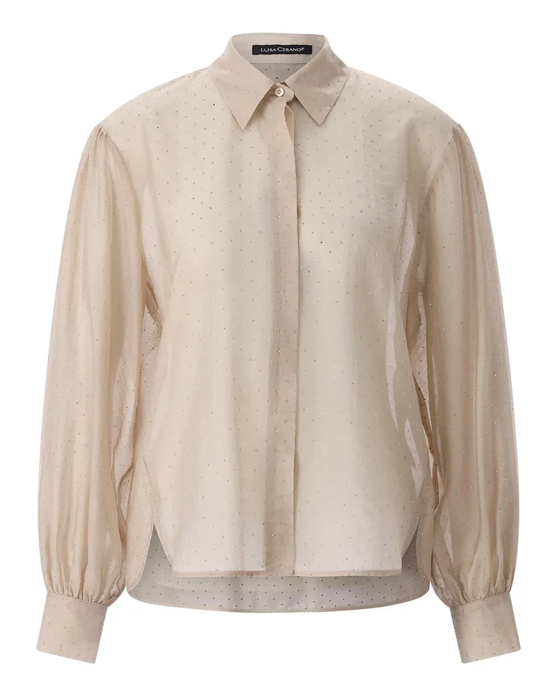 Luisa Cerano Hemdbluse mit Strass Beige