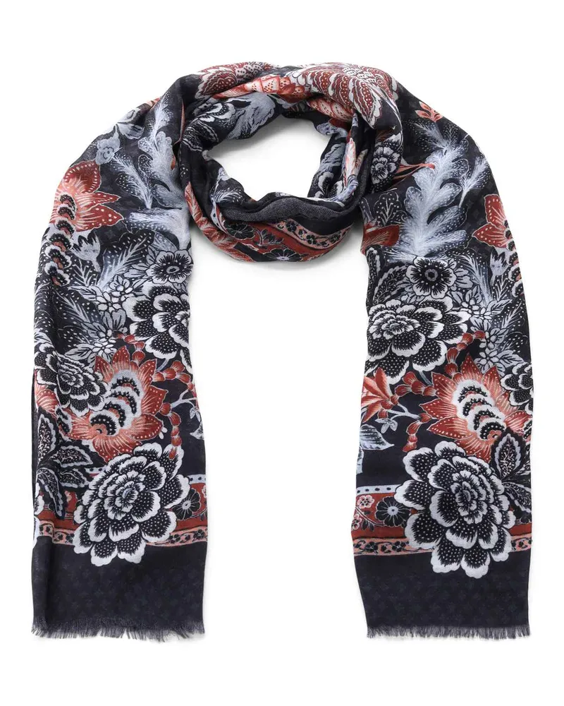 Etro Schal mit floralem Print Dunkelblau