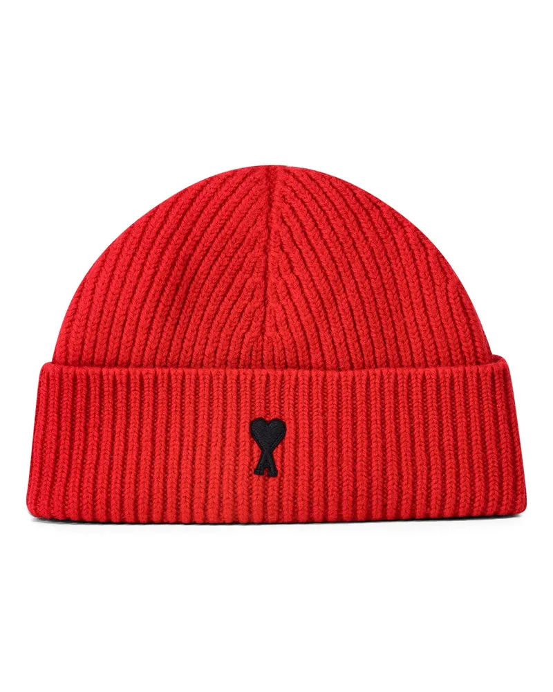 AMI Paris Beanie aus Wolle Rot