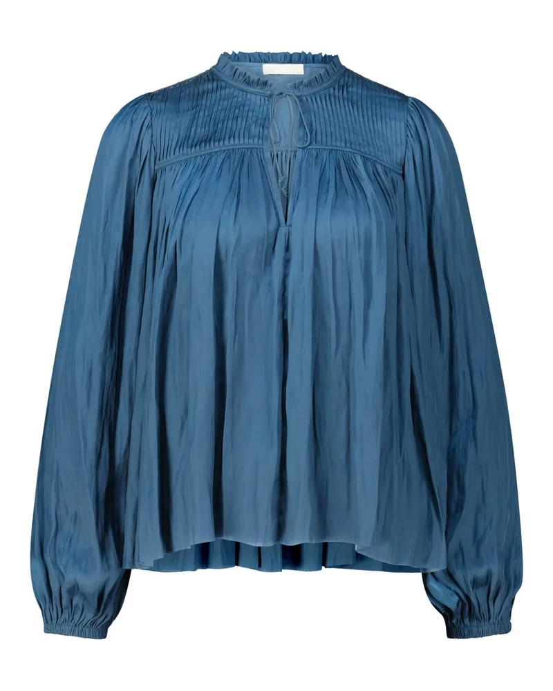 Ulla Johnson Blusenshirt Freja aus Satin Blau