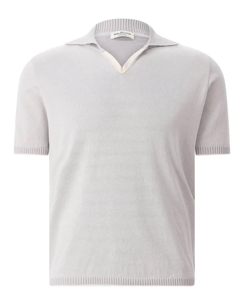 Phil Petter Gestricktes Poloshirt aus Baumwolle Hellgrau