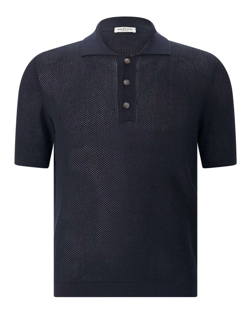 Phil Petter Gestricktes Poloshirt aus Baumwolle Navy