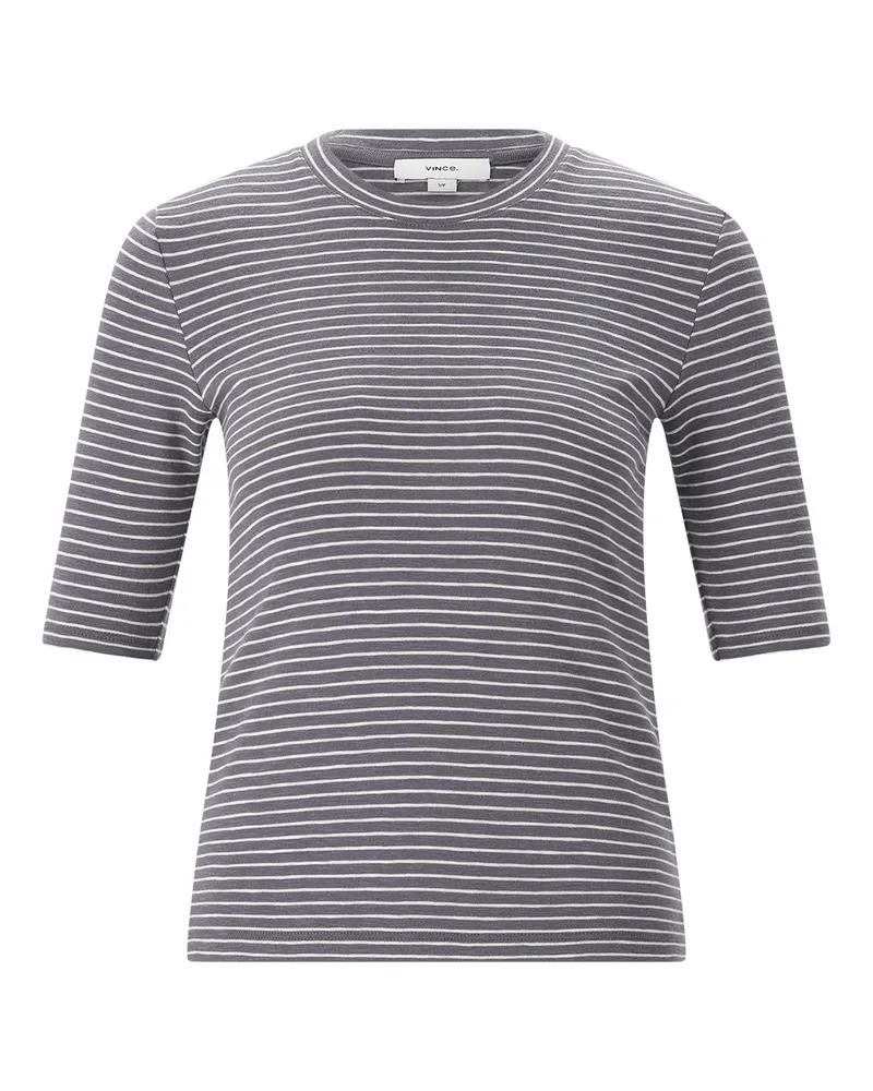Vince Figurbetontes T-Shirt mit Streifen Grau