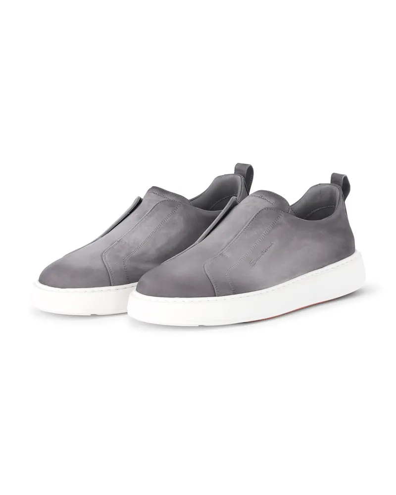 Santoni Slip-On Sneaker aus Veloursleder Grau