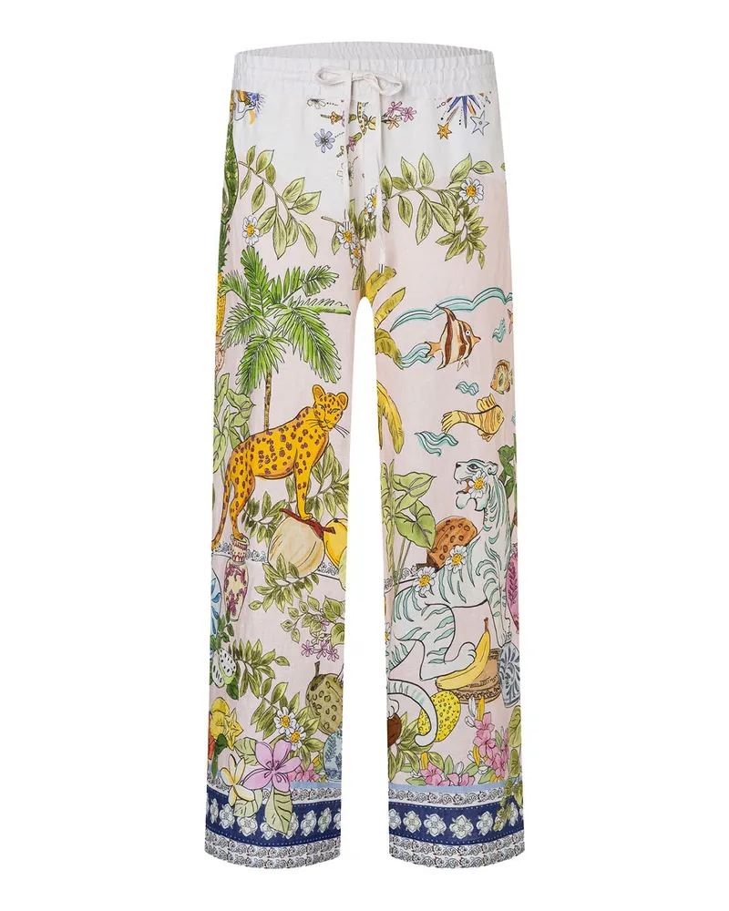 Cambio Stoffhose Candice aus Leinen Multicolor