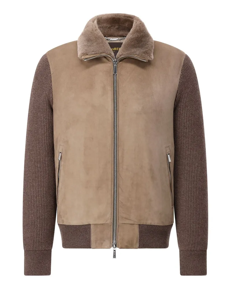 MOORER Lederjacke Campiglio mit Strick Braun